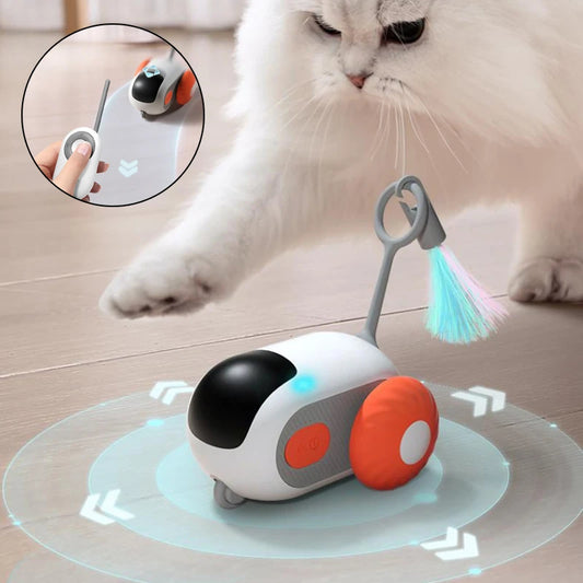 Carrinho de brinquedo interativo para gatos com controle remoto - Recarregável via USB