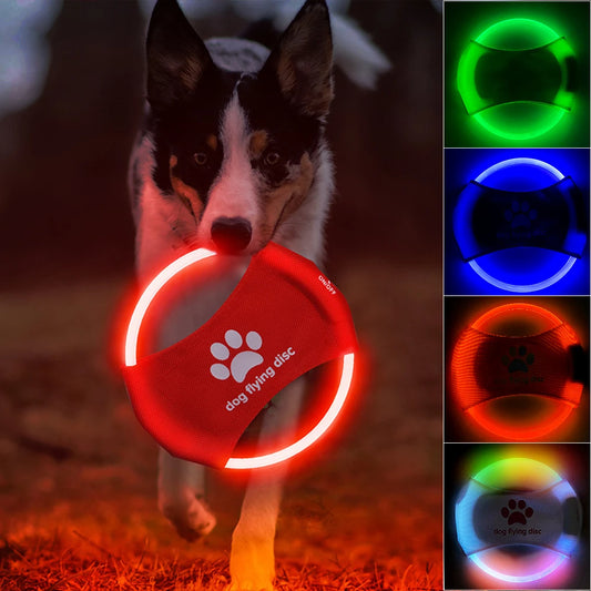 Disco Voador com Luz LED para Cães - Brinquedo Interativo Luminoso para Treinamento e Diversão